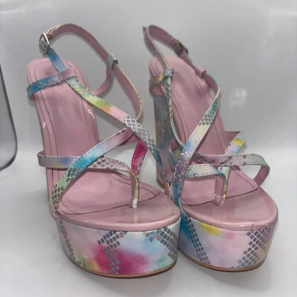 SHEIN Pastel Strappy Platform Heels